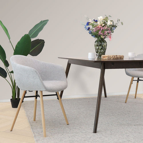 Nolon Nena-Otis Eetkamerstoelen Set van 2 - Lichtgrijs - Houten Poten - vtwonen shop