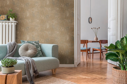 A.S. Création behang met structuur beige en goud - 53 cm x 10.05 m - AS-388332