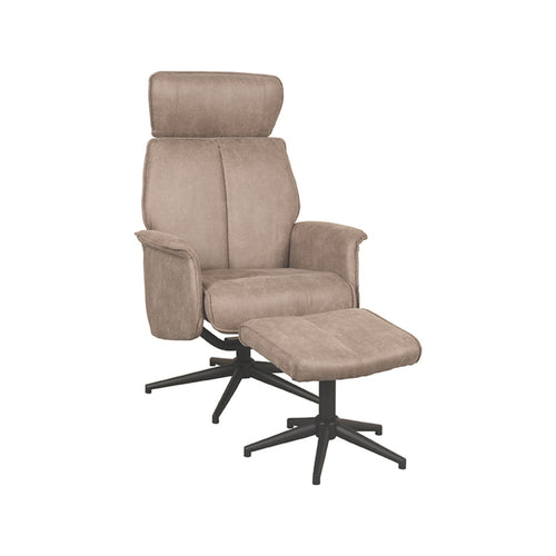 LABEL51 Relaxfauteuil Verdal - Taupe - Draaibaar - Incl. Hocker
