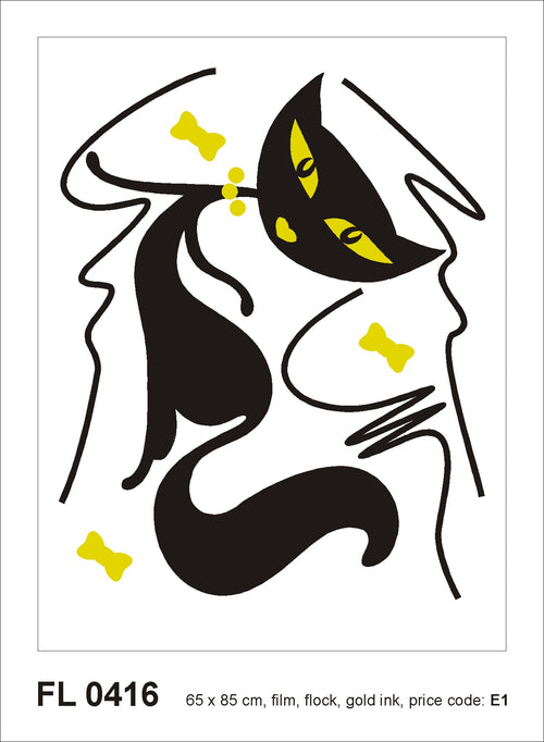 Sanders & Sanders muursticker kat zwart - 85 x 65 cm - 600287