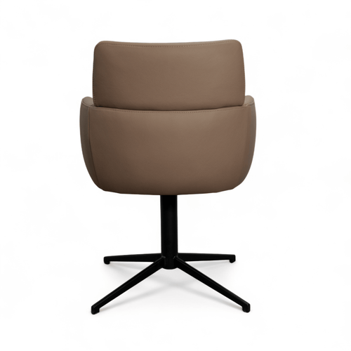 Furnhouse eetkamerstoelen armleuning Marco - Taupe - Leer - Set van 2