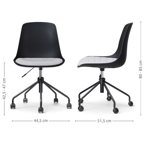 Nolon Nout-Liv Bureaustoel Zwart - Lichtgrijs Kussen - Zwart Onderstel - vtwonen shop