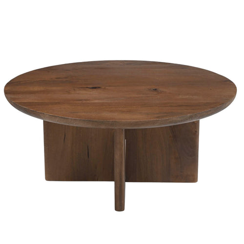 DÉJA Living Salontafel Helsinki - Rond Donkerbruin Hout - 80x80x35cm - vtwonen shop