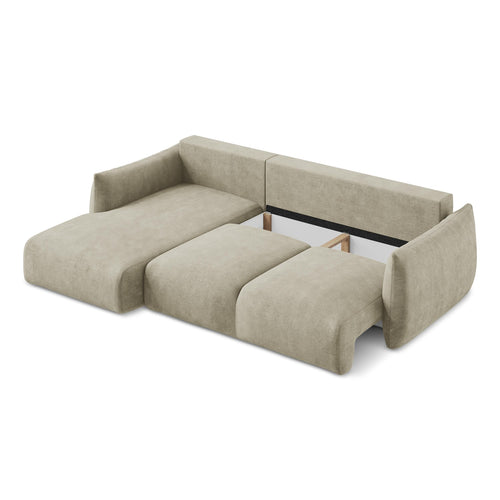 LaMiaSofa hoekbank links Savona - chenille stof - beige - 242x162x90