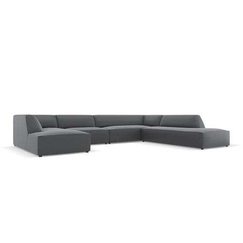 Cosmopolitan Design - Modulaire panoramische hoekbank rechts Siena 7-zits, imitatieleer donkergrijs - 273x366x69cm