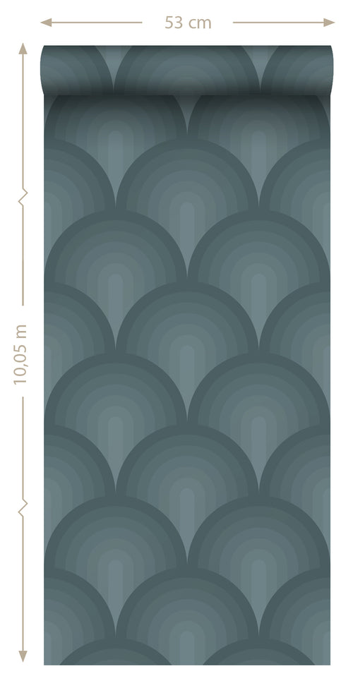 ESTAhome behang 3D-motief petrolblauw - 50 x 900 cm - 131123 - vtwonen shop