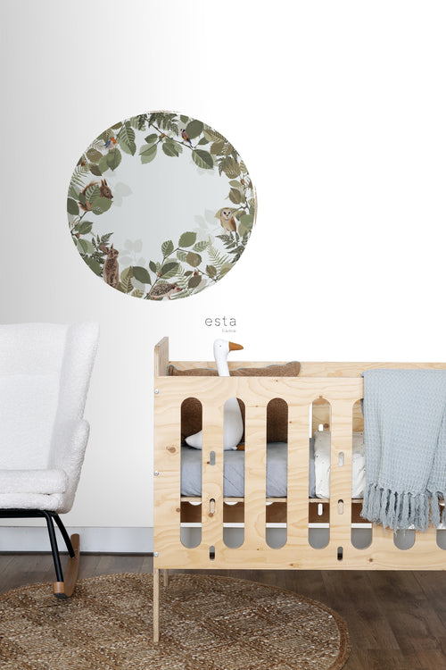 ESTAhome zelfklevende behangcirkel bosdieren groen en bruin - Ø 70 cm - 159069 - vtwonen shop