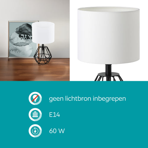 EGLO tafellamp Carlton 2 - e14 - 30,5 cm - zwart/wit