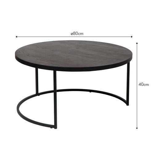 Atmooz salontafel Emir Ø80 - zwart - Ø 80 x H 40 cm