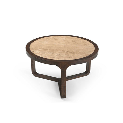Starfurn Salontafel Morris - Rond Hout/Travertin - 75x75x42cm