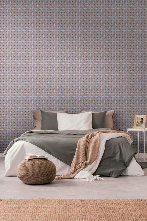 Livingwalls behang grafisch motief lila paars, blauw en grijs - 53 cm x 10.05 m - AS-390601
