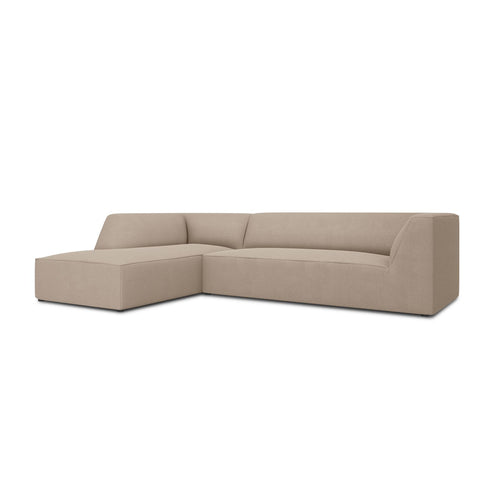 Cosmopolitan Design - Modulaire hoekbank links Siena 4-zits, structurele stof donkerbeige - 180x273x69cm
