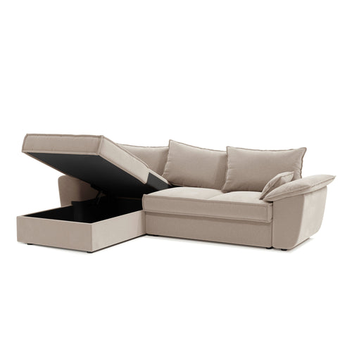 Sia Home - Hoekbank links SASHA - Fluwelen stof - Beige - 257cm - vtwonen shop