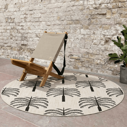 Rond buitenkleed Oase zwart/wit - Interieur05