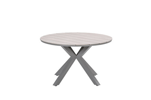 Edison tafel rond - 122 cm - taupe - light teak Vironwood - vtwonen shop