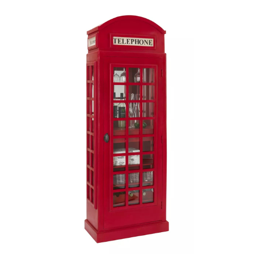 StarFurn Wijnkast Telefooncel - Rood Hout - 71x41x201cm