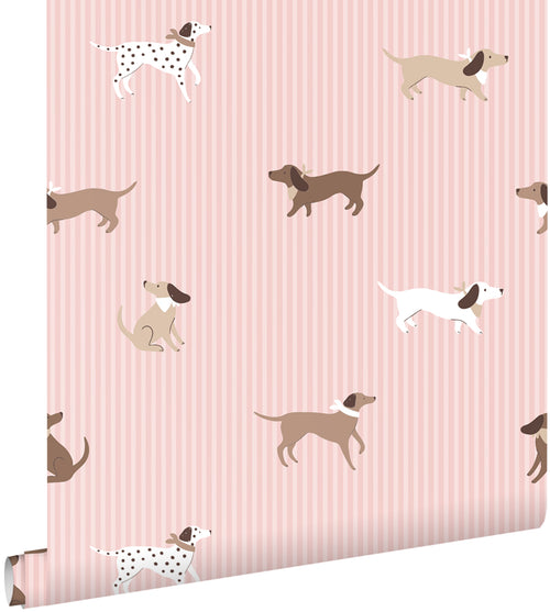 ESTAhome behang honden roze en bruin - 50 x 900 cm - 132021