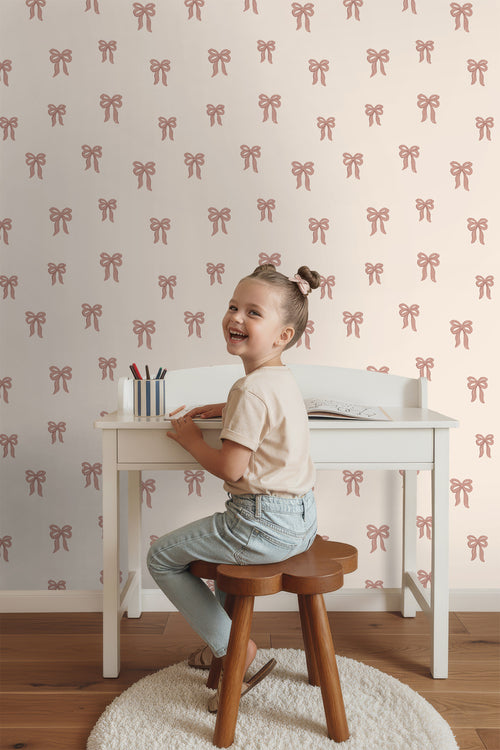 ESTAhome behang strikjes beige en terracotta roze - 50 x 900 cm - 131434