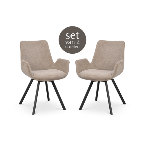 Rowico Home Norwell Draaibare Eetkamerstoel Beige - Set Van 2 - vtwonen shop