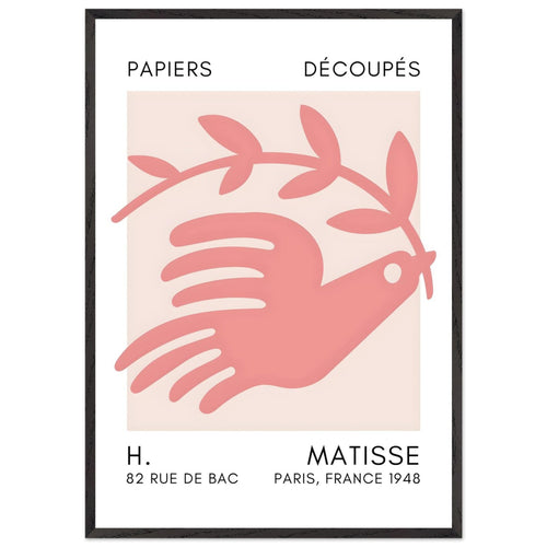 Artfulprints Poster met Lijst Matisse - Peace dove taupe   - 70x100 cm - Taupe
