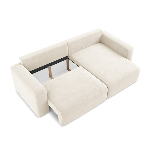LaMiaSofa hoekbank rechts Ostia - chenille stof - lichtbeige - 244x149x79