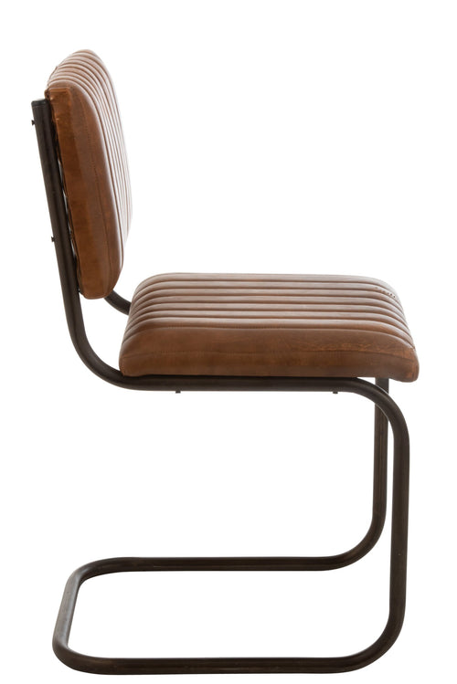 J-Line stoel Retro - leder - cognac - 2 stuks