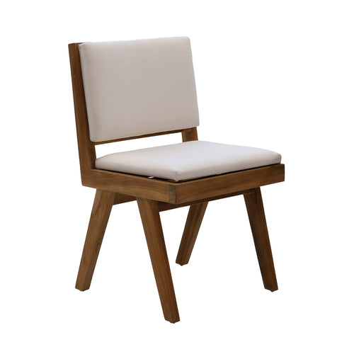 DÉJA Living Eetkamerstoel Lowen - Stof/Teakhout - Beige - Set van 2 - vtwonen shop