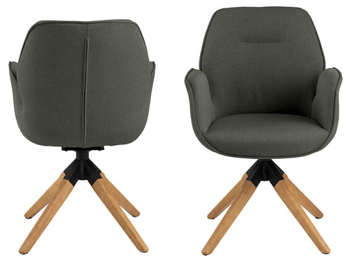 Rebellenclub Eetkamerstoel Arne - Donker Grijs met Eiken Houten Poten - vtwonen shop