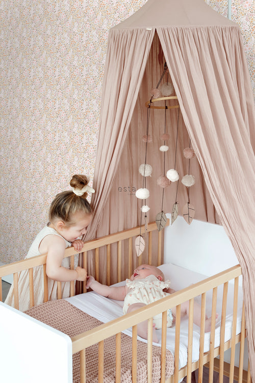 ESTAhome behang bloemetjes zacht roze en beige - 53 cm x 10.05 m - 139533