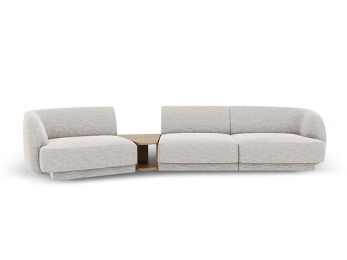 Micadoni linker modulaire bank Miley 3-zits, chenille, lichtgrijs - 126x303x70cm