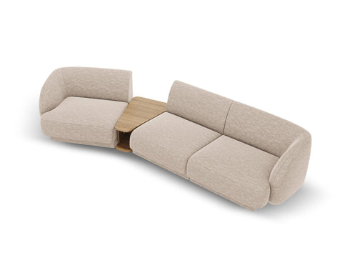 Micadoni linker modulaire bank Miley 3-zits, structurele stof beige - 126x303x70cm