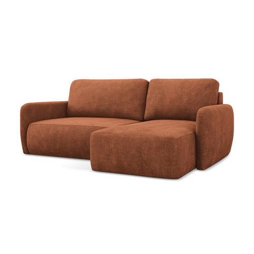 LaMiaSofa hoekbank rechts Corle - chenille stof - terracotta - 207x148x86