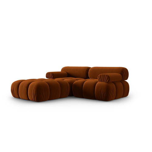 Cosmopolitan Design - Modulaire bank Cortina 3-zits, flueel terracotta - 188x188x70cm