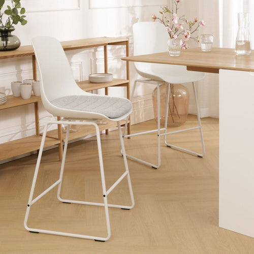 Nolon Nino-Liv Barkruk Wit - Lichtgrijs Kussen - Wit Frame - 65cm - vtwonen shop