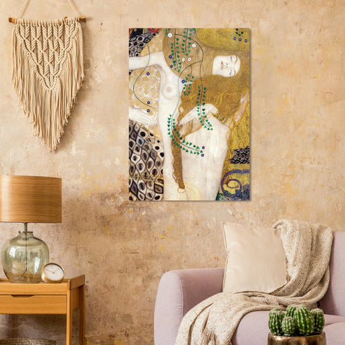 Artfulprints Poster met Lijst Gustav Klimt - Water snakes   - A4 21x29.7 cm - Geel