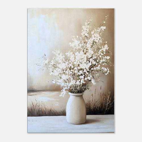 Artfulprints Canvas Timeless white bouquet canvas - 40x60 cm - beige