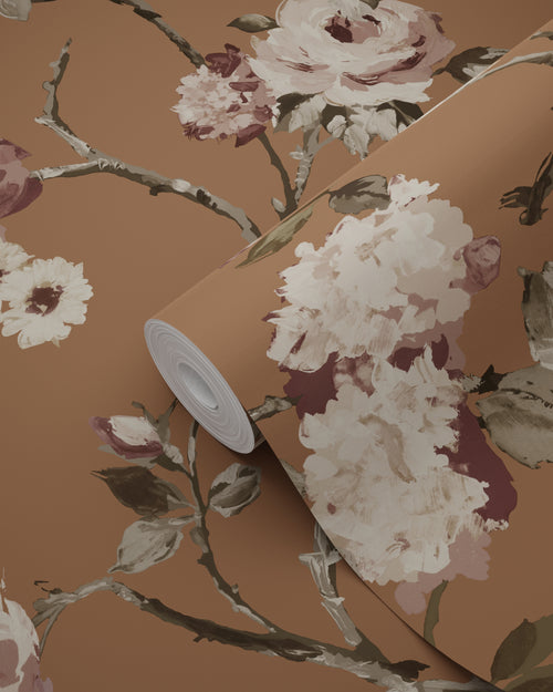 ESTAhome behang vintage bloemen terracotta bruin - 50 x 900 cm - 139408