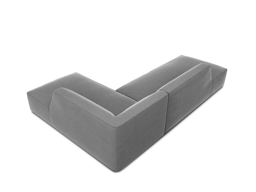 Micadoni rechter hoekbank Ruby 4-zits, flueel, grijs - 180x273x69cm