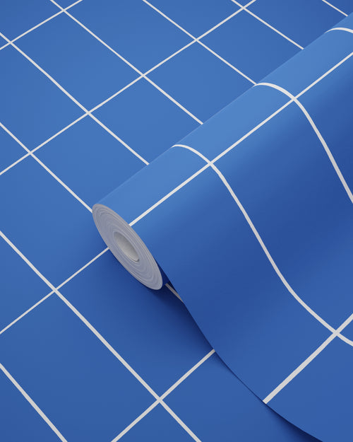 ESTAhome behang kleine tegeltjes koningsblauw en wit - 53 cm x 10.05 m - 139962 - vtwonen shop