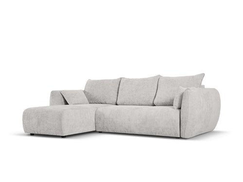 Cosmopolitan Design Uitklapbare hoekbank links met opbergdoos Matera 4-zits, chenille, lichtgrijs - 173x253x86cm
