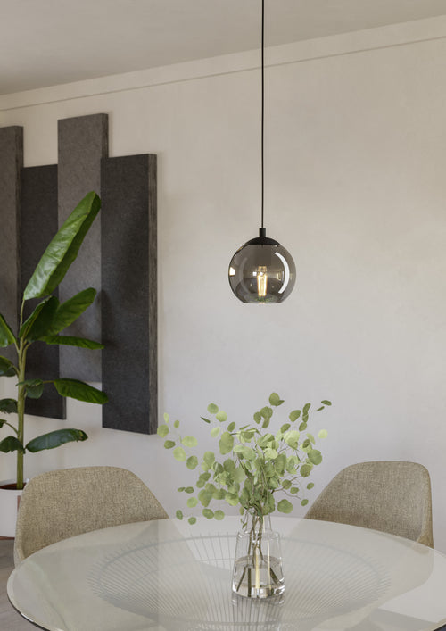 EGLO hanglamp Ariscani - e27 - ø 20 cm - rookglas - zwart