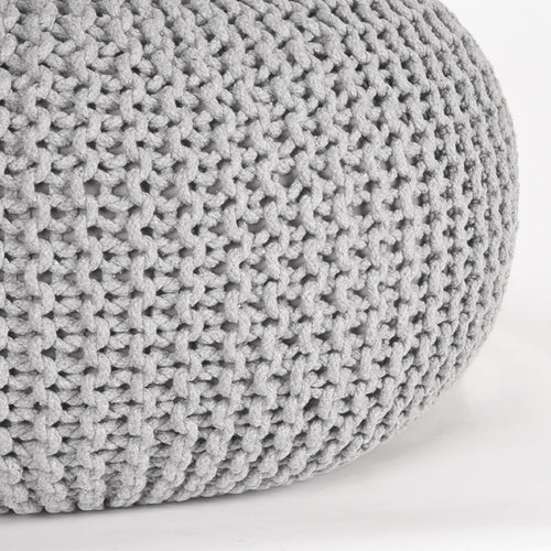 LABEL51 Poef Knitted - Grijs Katoen - 70x70x35cm - vtwonen shop