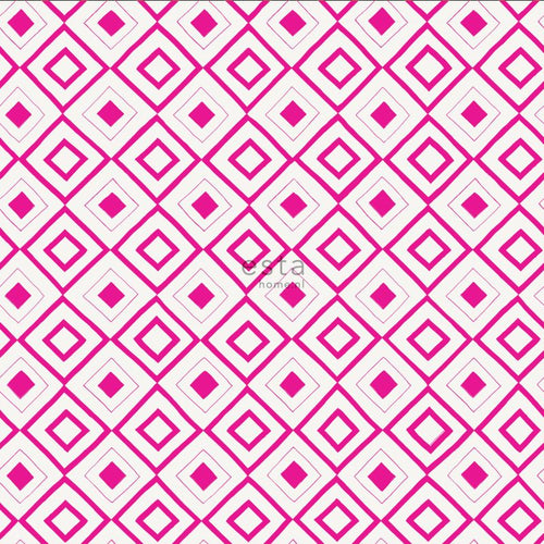 ESTAhome behang ruiten fuchsia roze - 53 cm x 10.05 m - 138862