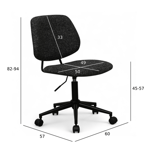 Furnhouse bureaustoel Alto - Zwart - Stof (Bouclé) - 57x60x82