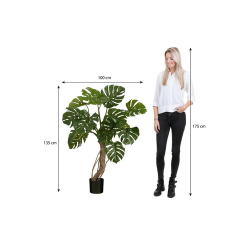 Mica Decorations Monstera Kunstplant - H135 x Ø100 cm - Groen