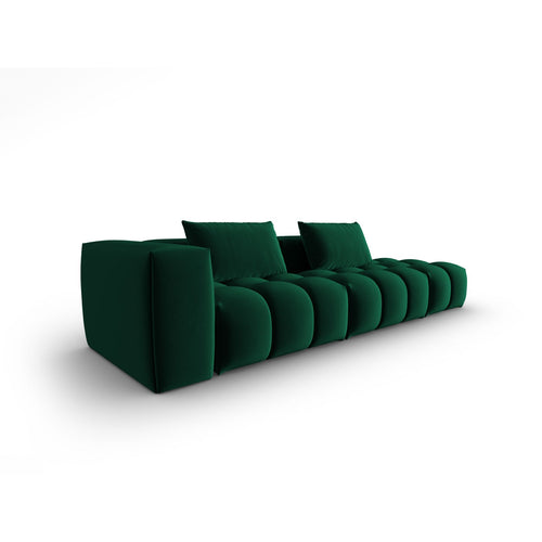 Cosmopolitan Design - Rechte modulaire bank Verona 4-zits, flueel flessengroen - 85x265x70cm