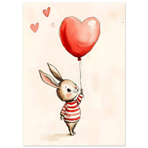 Artfulprints  Konijn met hartjesballon   poster 50x70 cm - vtwonen shop