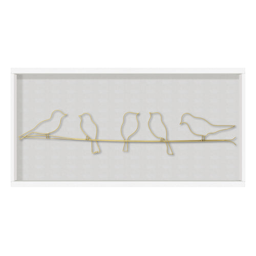 Art for the Home Metal Art - Vogeltjes op draad goud - 60x12,5cm - vtwonen shop