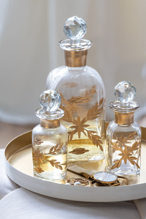 J-Line karaf Chloe Vierkant - glas - transparant/goud - vtwonen shop