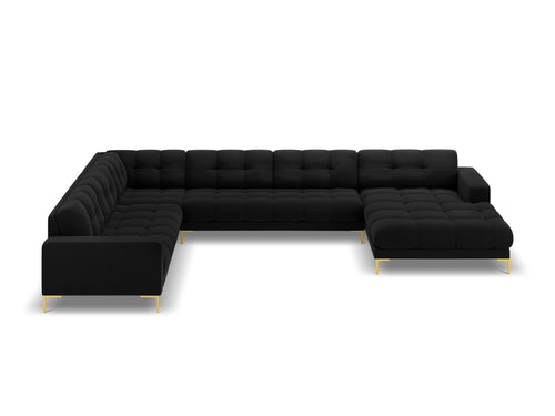 Cosmopolitan Design Panoramische hoekbank links Bali 7-zits, flueel, zwart - 256x327x75cm
